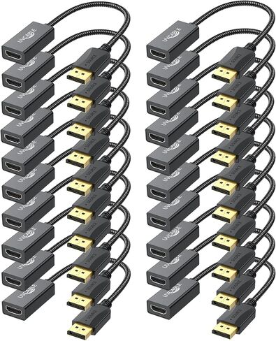 محول DisplayPort إلى HDMI 4K، 5 حزم، كابل محول DisplayPort DP إلى HDMI ذكر إلى أنثى متوافق مع الكمبيوتر والشاشة والتلفزيون وجهاز العرض (5، أسود) in Kuwait