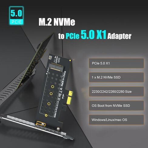 محول GLOTRENDS PA19-X1 M.2 NVMe SSD إلى PCIe 5.0 X1، دعامة عادية ومنخفضة المستوى، تركيب PCIE X1 in Saudi Arabia