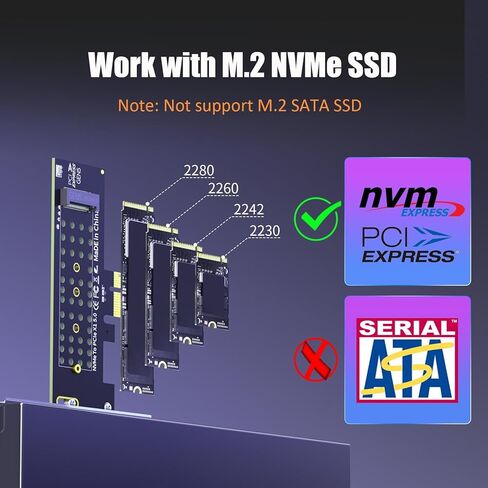 محول GLOTRENDS PA19-X1 M.2 NVMe SSD إلى PCIe 5.0 X1، دعامة عادية ومنخفضة المستوى، تركيب PCIE X1 in Saudi Arabia