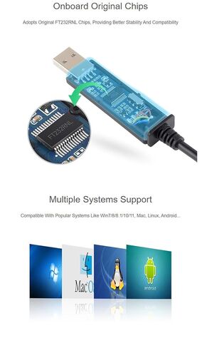 كابل تسلسلي USB إلى TTL (C) ذو 6 دبابيس، شريحة FT232RNL الأصلية مع التحكم في تدفق الأجهزة، محول مستوى الجهد 3.3 فولت/5 فولت USB إلى محول تسلسلي TTL يدعم Win7/8/8.1/10/11، Mac، Linux، Android in Saudi Arabia