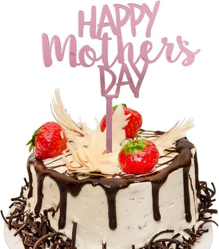 كعكة عيد الأم Topper ، 10pcs أكريليك عيد أم سعيد كب كيك الكب كيك لوازم زخرفة حفلة عيد الميلاد (الذهب) in Kuwait