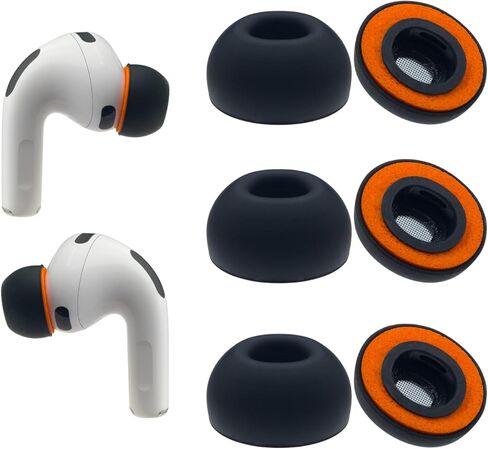 Klowcok Replacement Memory Foam Ear Tips for AirPods Pro 3 Silicone Shield, Compatible with AirPods Pro3 3rd Generation 2025, Fit in The Charging Case, 3 Pairs Black (Medium) in Saudi Arabia