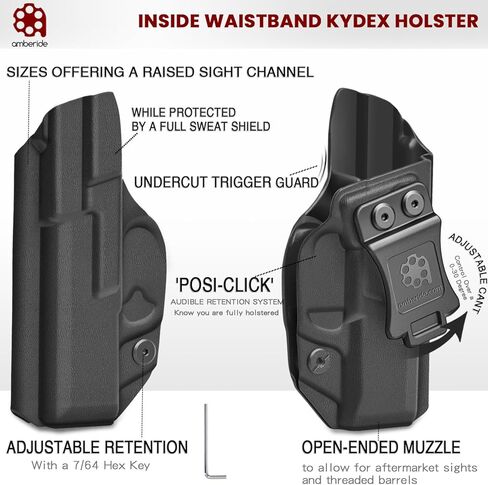Amberide XD Mod.2 IWB Holster، Kydex-Boltaron داخل حزام الخصر المناسب Springfield XD Mod.2 3 بوصة صغير الحجم 9 مم/.40، احتفاظ آمن، سحب سريع، 0-30 درجة غير قابلة للتعديل in Kuwait