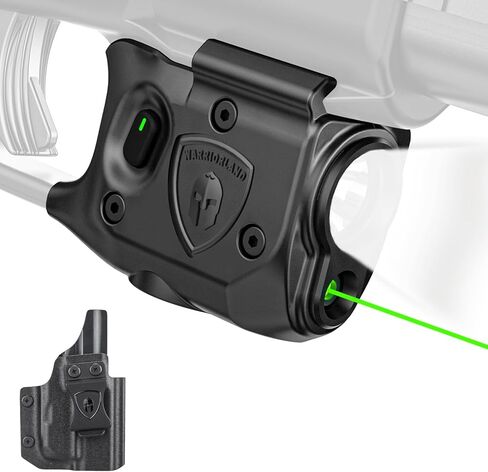 WARRIORLAND Pistol Light Laser & Holster Combo, Compatible with Glock 43X MOS/Rail, Not Fit No Railed 43 / 43X, Compact 150-Lumen Trigger Tactical Light with Green Laser White LED & IWB Holster in Saudi Arabia