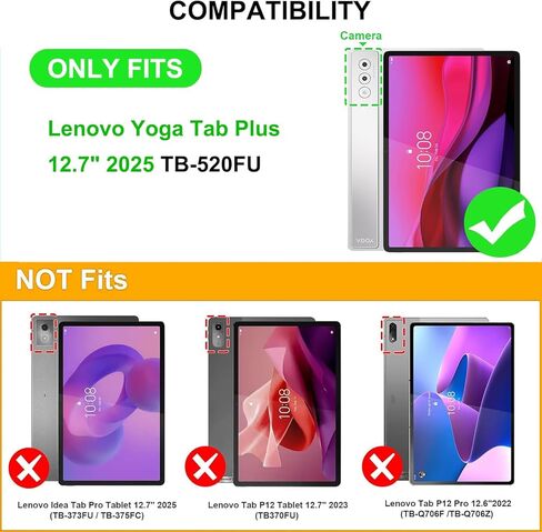 Touchpad Keyboard Case for Lenovo Yoga Tab Plus 12.7 Inch 2025 Tablet, 7 Color Rainbow Backlight Detachable Bluetooth Trackpad Keyboard Folio Smart Cover with Pen Holder in Saudi Arabia
