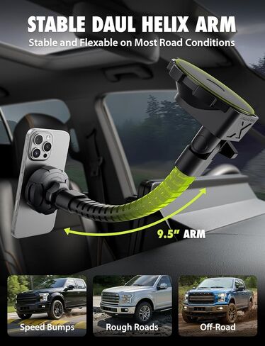 Bracketron MagAlign X Pro - حامل هاتف السيارة Magsafe للشاحنة مع ذراع مرن للوحة القيادة والزجاج الأمامي - حاملات هاتف مغناطيسية لسيارتك لهاتف iPhone 17 Pro Max 16 15 14 13 12 Plus in Kuwait