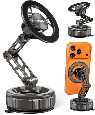 Car Phone Holder,3-AXIS Telescopic Arm Magnetic Phone Mount, 360° Rotatable & Adjustable & Foldable Vacuum Suction Phone Stand,Phone Holders for Your Car/Dashboard/Windshield/Gym/Mirror in Saudi Arabia