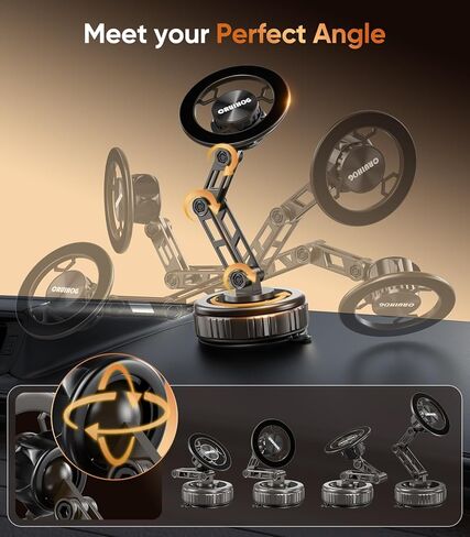 Car Phone Holder,3-AXIS Telescopic Arm Magnetic Phone Mount, 360° Rotatable & Adjustable & Foldable Vacuum Suction Phone Stand,Phone Holders for Your Car/Dashboard/Windshield/Gym/Mirror in Saudi Arabia