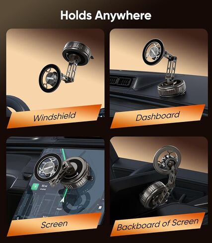 Car Phone Holder,3-AXIS Telescopic Arm Magnetic Phone Mount, 360° Rotatable & Adjustable & Foldable Vacuum Suction Phone Stand,Phone Holders for Your Car/Dashboard/Windshield/Gym/Mirror in Saudi Arabia