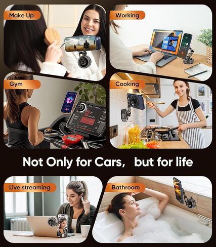 Car Phone Holder,3-AXIS Telescopic Arm Magnetic Phone Mount, 360° Rotatable & Adjustable & Foldable Vacuum Suction Phone Stand,Phone Holders for Your Car/Dashboard/Windshield/Gym/Mirror in Saudi Arabia