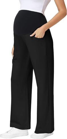 Foucome Maternity Wide Leg Sweatpants Over Belly Baggy Lounge Travel Pants Pregnancy Straight Leg Sweat Pants in Saudi Arabia