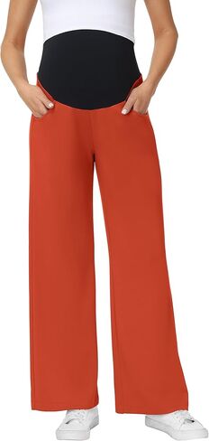 Foucome Maternity Wide Leg Sweatpants Over Belly Baggy Lounge Travel Pants Pregnancy Straight Leg Sweat Pants in Saudi Arabia