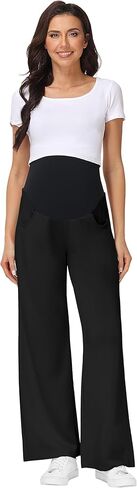 Foucome Maternity Wide Leg Sweatpants Over Belly Baggy Lounge Travel Pants Pregnancy Straight Leg Sweat Pants in Saudi Arabia