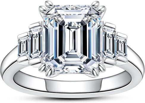 2CT-4CT Cubic Zirconia Oval Cut/Raidant Cut/Cushion Cut 3 Stone Engagement Rings 5A Grade Simulated Diamond CZ Wedding Promise Anniversary Rings for Women in Kuwait