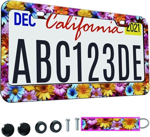 2pcs Blue Mountain Forest License Plate Frame for Women, Blue Mountain car Decorative tag Frames Girly, Natural License Plate Cover Holder for Vehicle with Double Sided car Keychain tag in Saudi Arabia