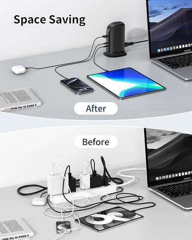 USB Charger 5 Ports USB C Charging Station PD 20W Fast Charging Hub for Multiple Devices iPhone, iPad and Tablets in Saudi Arabia