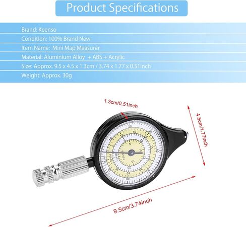 Map Distance Measuring Tool, Map Compass Small Outdoor Scale Mileage Odometer Metal Wheel Map Wheel Distance Measuring Tool, for Traveling Camping Fishing Climbi in Saudi Arabia