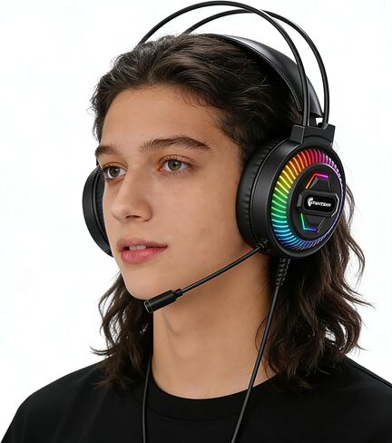 Gaming Headset with Microphone for PC, 50mm Drivers, RGB, Stereo Wired Noise-Canceling Over-Ear Headphones for Computer, Laptop, Mac, Nintendo, Gamer (White) in Saudi Arabia
