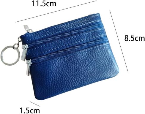 Dark Blue.Top Layer Cowhide Cute Genuine Leather Small Coin Purse – Adorable and Durable Mini Wallet in Saudi Arabia