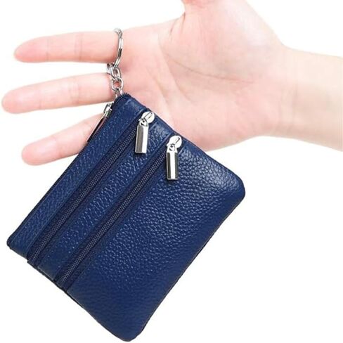 Dark Blue.Top Layer Cowhide Cute Genuine Leather Small Coin Purse – Adorable and Durable Mini Wallet in Saudi Arabia
