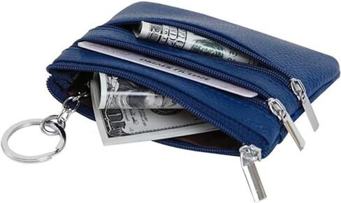 Dark Blue.Top Layer Cowhide Cute Genuine Leather Small Coin Purse – Adorable and Durable Mini Wallet in Saudi Arabia