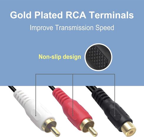 حزمة VCE مكونة من 6 قطع RCA أنثى إلى أنثى مطلية بالذهب مع 2 حزمة RCA أنثى إلى 2 كابل صوت ستيريو RCA ذكر Y in Saudi Arabia