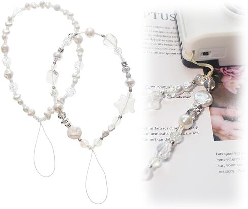 2 pcs Cell Phone Chain Beads, Cell Phone Jewelry, Phone Charm Cell Phone Charm, Colorful Beaded Cell Phone Pendant Collar, Compatible with any Cell Phone in Saudi Arabia