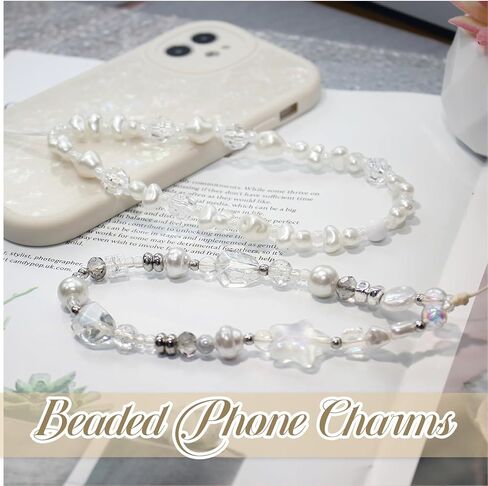 2 pcs Cell Phone Chain Beads, Cell Phone Jewelry, Phone Charm Cell Phone Charm, Colorful Beaded Cell Phone Pendant Collar, Compatible with any Cell Phone in Saudi Arabia