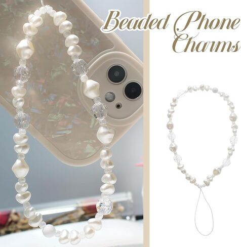 2 pcs Cell Phone Chain Beads, Cell Phone Jewelry, Phone Charm Cell Phone Charm, Colorful Beaded Cell Phone Pendant Collar, Compatible with any Cell Phone in Saudi Arabia
