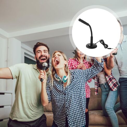 ميكروفون كمبيوتر مكتبي مقاس 5 مم للدردشة والتسجيل، ميكروفون مكثف محمول للتوصيل والتشغيل، ميكروفون أسود للطاولة للألعاب والبث المباشر والمكالمات الصوتية in Kuwait