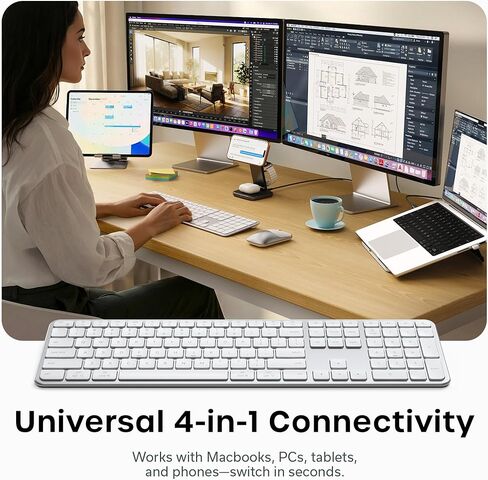 Satechi Slim EX3 Full-Size Wireless Keyboard with Numpad & Slim EX Wireless Mouse - Silver in Saudi Arabia