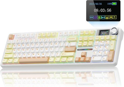 Aula F108 PRO - لوحة مفاتيح ميكانيكية لاسلكية مع شاشة ومقبض، لوحة مفاتيح ألعاب قابلة للتبديل السريع مع بطارية 8000 مللي أمبير في الساعة، ومفاتيح مشحمة مسبقًا، وإضاءة خلفية RGB، ولوحات مفاتيح كمبيوتر ذات صوت كريمي، و104 مفاتيح (متجددة) in Kuwait