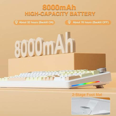 Aula F108 PRO - لوحة مفاتيح ميكانيكية لاسلكية مع شاشة ومقبض، لوحة مفاتيح ألعاب قابلة للتبديل السريع مع بطارية 8000 مللي أمبير في الساعة، ومفاتيح مشحمة مسبقًا، وإضاءة خلفية RGB، ولوحات مفاتيح كمبيوتر ذات صوت كريمي، و104 مفاتيح (متجددة) in Kuwait