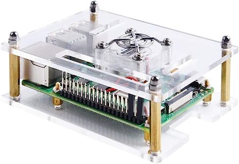 GeeekPi Acrylic Case for Raspberry Pi 4 Model B & Raspberry pi 3 Model B+, Pi Case with Cooling Fan and 7PCS Heatsinks for Raspberry Pi 4 Model B/Pi 3B+/ Pi 3B/ 2B (Clear) in Kuwait