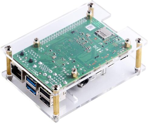 GeeekPi Acrylic Case for Raspberry Pi 4 Model B & Raspberry pi 3 Model B+, Pi Case with Cooling Fan and 7PCS Heatsinks for Raspberry Pi 4 Model B/Pi 3B+/ Pi 3B/ 2B (Clear) in Kuwait