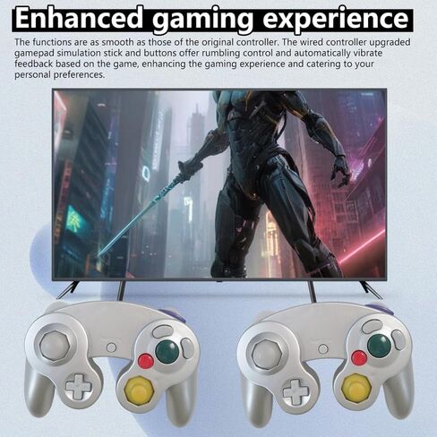 Misimain Upgraded 2 Pack for GameCube Style Controller for Wii/NGC | Enhanced Analog Stick | Vibration Feedback - Silver in Kuwait