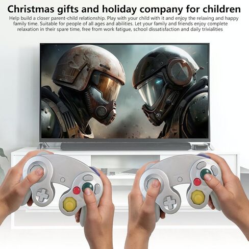 Misimain Upgraded 2 Pack for GameCube Style Controller for Wii/NGC | Enhanced Analog Stick | Vibration Feedback - Silver in Kuwait