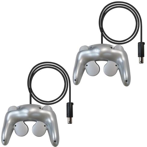 Misimain Upgraded 2 Pack for GameCube Style Controller for Wii/NGC | Enhanced Analog Stick | Vibration Feedback - Silver in Kuwait
