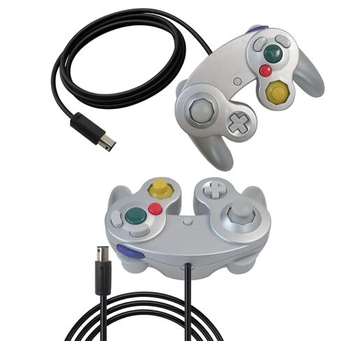 Misimain Upgraded 2 Pack for GameCube Style Controller for Wii/NGC | Enhanced Analog Stick | Vibration Feedback - Silver in Kuwait