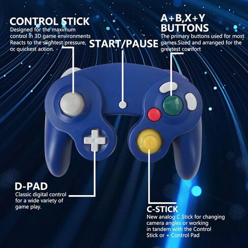 Misimain Upgraded 2 Pack Classic for NGC Controller for Wii/GameCube Multiplayer - Red and Blue in Kuwait