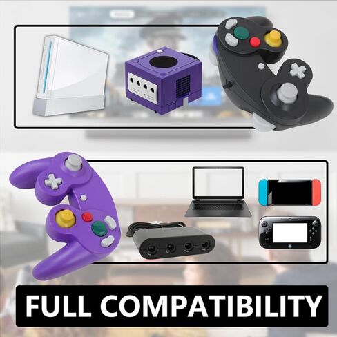 Misimain ترقية 2 حزمة كلاسيكية لوحدة تحكم NGC لـ Wii/GameCube Multiplayer - أسود وأرجواني in Kuwait