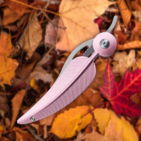 سكين جيب قابل للطي من سلسلة Big Feather من XPHIAS - سكين تكتيكي وردي مقاس 7.28 بوصة مع شفرة من الفولاذ المقاوم للصدأ 3Cr13 ومقبض ألومنيوم وقفل بطانة للتخييم والصيد وصيد الأسماك والأنشطة الخارجية - XSR077PK in Kuwait