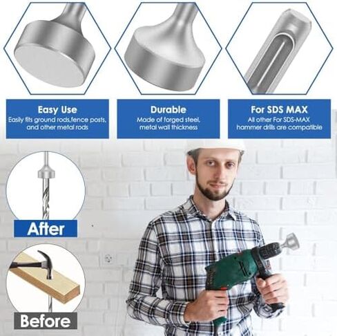 Easy To Install Disassemble Carbon steel Silver Wide Compatibility Ground Rod Driver Cap Steel Hammer SDS Plus Pad Tool in Saudi Arabia