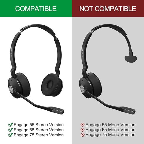 استبدال وسائد الأذن Engage 75 - غطاء وسائد الأذن لسماعات Jabra Engage 55 65 75 ستيريو مع رغوة الذاكرة، غير مناسب Engage 50/Engage 55/65/75 Mono in Saudi Arabia