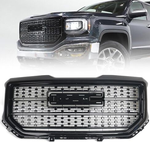 شواية 2016-2018 لسيارة جي إم سي سييرا 1500 Base SLE Denali Style شبكة المصد الأمامي العلوي من الكروم in Kuwait