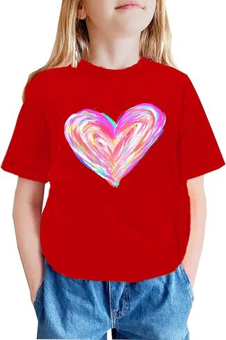 Valentines Heart Shirts for Baby Boy Girl Love Heart Graphic Tees T-Shirt Infant Toddler Short Sleeve Tops(Red-1, 4Years) in Saudi Arabia