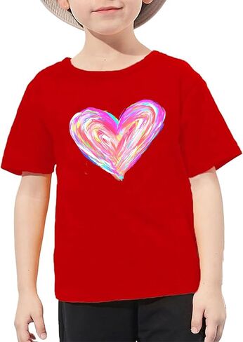 Valentines Heart Shirts for Baby Boy Girl Love Heart Graphic Tees T-Shirt Infant Toddler Short Sleeve Tops(Red-1, 4Years) in Saudi Arabia