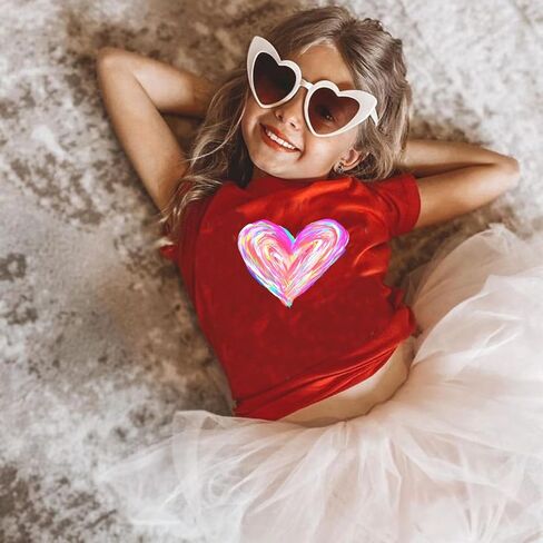 Valentines Heart Shirts for Baby Boy Girl Love Heart Graphic Tees T-Shirt Infant Toddler Short Sleeve Tops(Red-1, 4Years) in Saudi Arabia