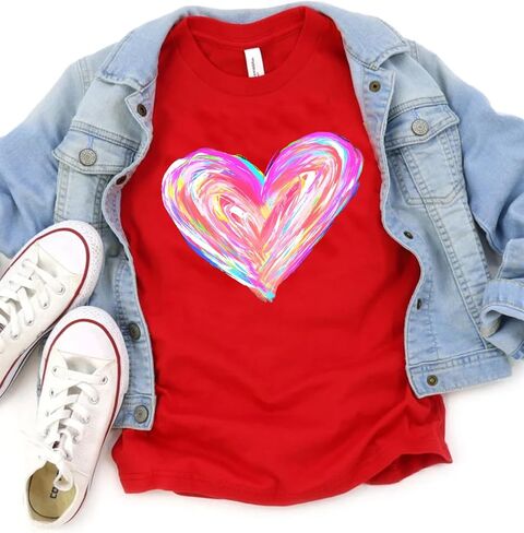 Valentines Heart Shirts for Baby Boy Girl Love Heart Graphic Tees T-Shirt Infant Toddler Short Sleeve Tops(Red-1, 4Years) in Saudi Arabia