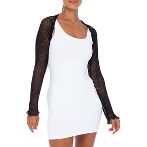 Back From Bali Womens Sheer Cropped Arm Cover Bolero Shrug Long Sleeve Open Front Cardigan